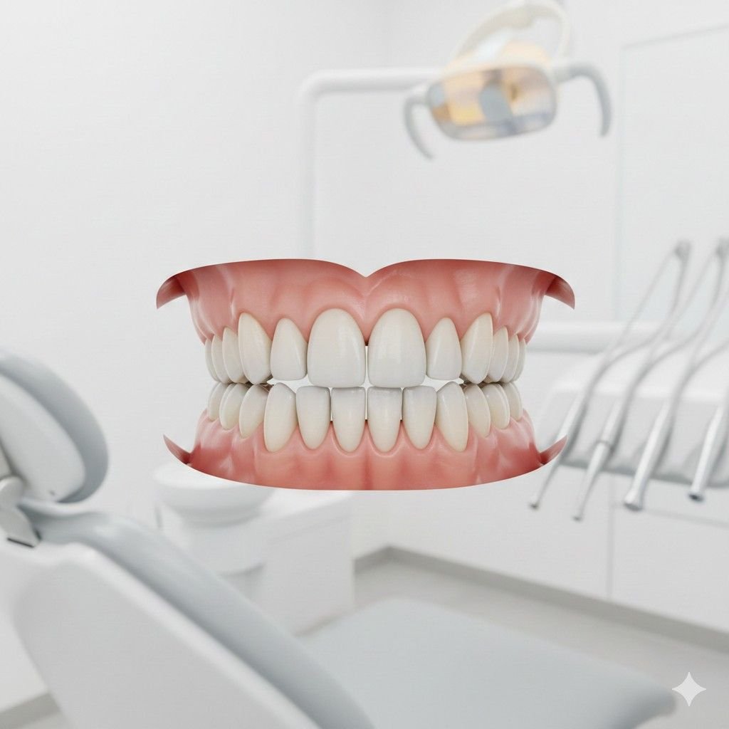 Patient's full smile restored with an implant-supported zirconia bridge