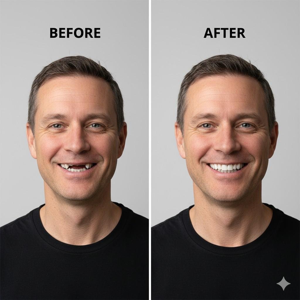 Proper daily care routine for maintaining a zirconia bridge, including flossing and brushing