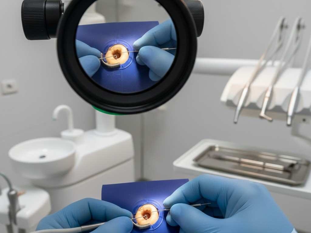 "A detailed cross-section of a molar showing the condition requiring a procedure to kill tooth pain nerve in 3 seconds permanently (left) and the successful, permanent result after professional endodontic treatment (right)."