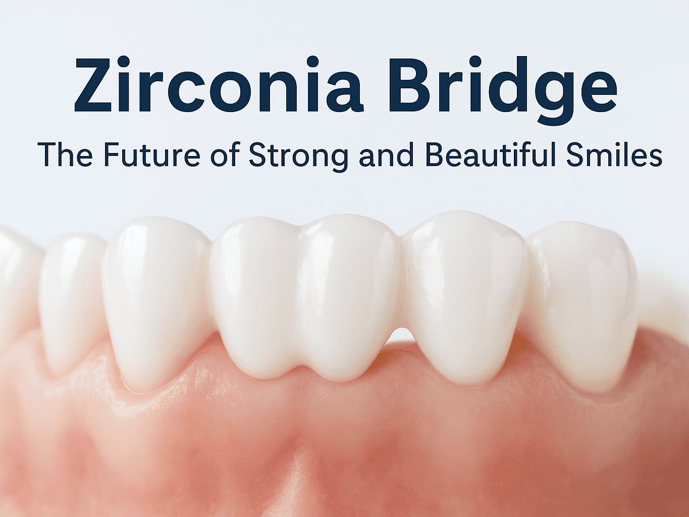Zirconia bridge showing natural-looking ceramic dental restoration